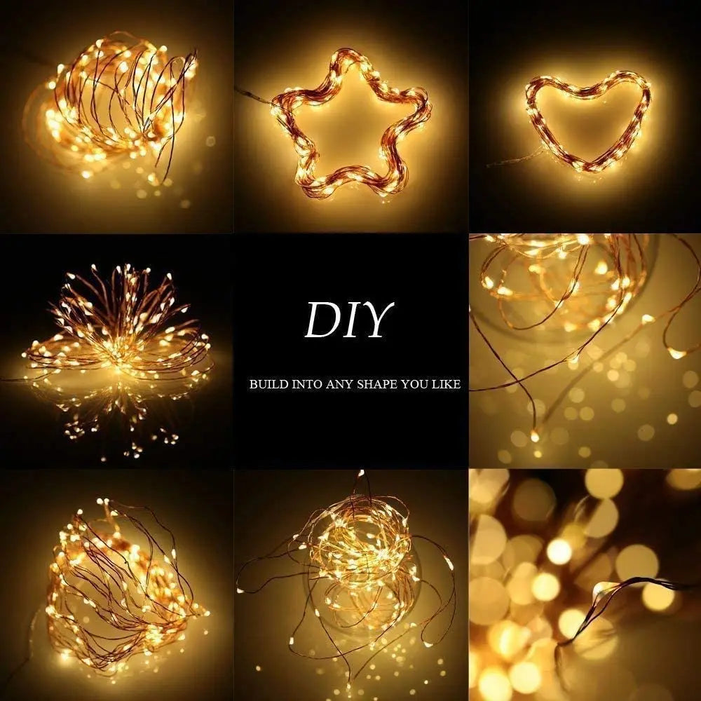 guirlande lumineuse led cuivre étanche pour fêtes et décorations - vue 4 sur 10
