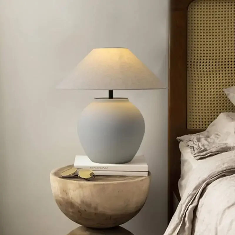 Wabi-sabi style ceramic table lamp for interior decoration