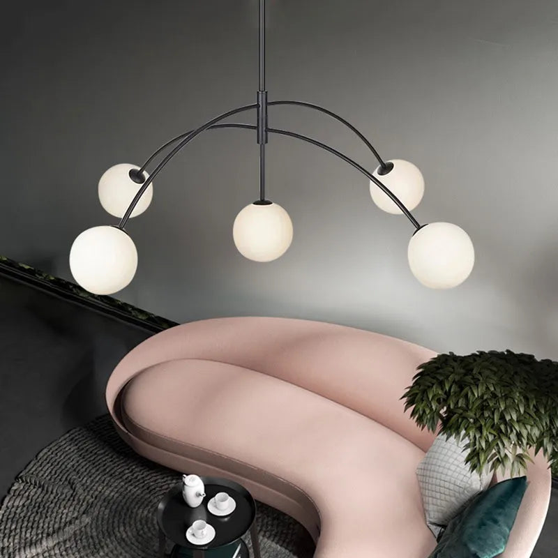 Modern milky glass pendant chandelier for elegant interiors - vue 6 sur 8