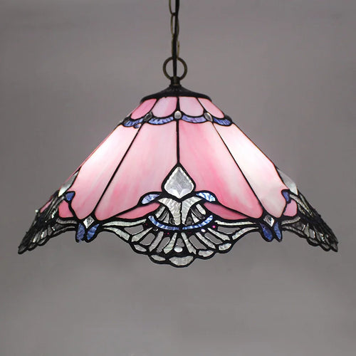 Tiffany stained glass chandelier Mediterranean style for elegant interiors - vue 5 sur 22