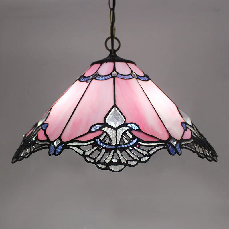 Tiffany stained glass chandelier Mediterranean style for elegant interiors - vue 4 sur 22