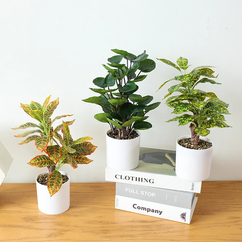 Artificial potted bamboo and monstera plant for home and office decor - vue 5 sur 14