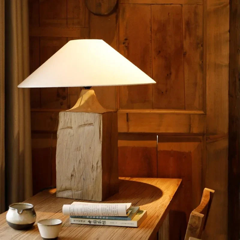 Japanese wabi-sabi style bedside lamp, luxury zen retro design