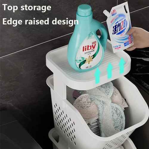 dirty laundry storage basket with practical wheels - vue 6 sur 9
