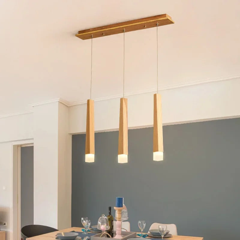 Nordic wood LED chandelier for interior decoration - vue 3 sur 8