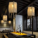 Japanese style iron and linen pendant light for interior decoration