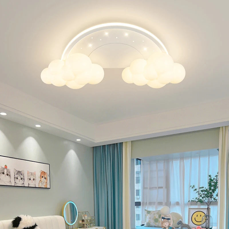 Modern and cosy children's cloud and rainbow ceiling light - vue 4 sur 11