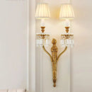 Copper and crystal wall light with LED candle for elegant interiors