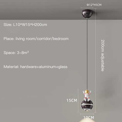 Modern LED astronaut design pendant light - vue 9 sur 18