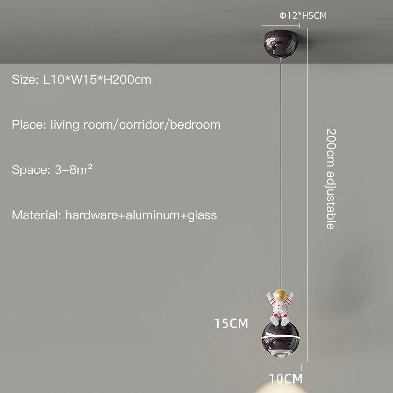 Modern LED astronaut design pendant light - vue 8 sur 18