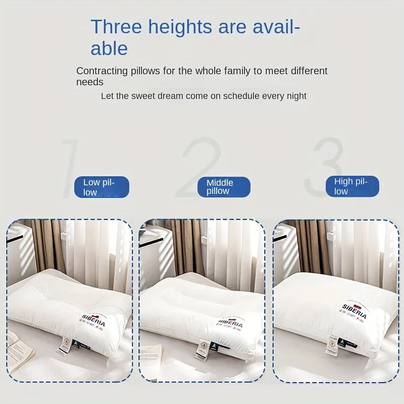 All Cotton Pillow with Thickened and Encrypted Core for Neck Protection, Available in 3 Heights, Bedroom Pillow, White - vue 3 sur 7