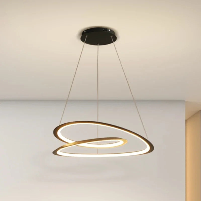 Modern LED pendant light with gold ring for interior decoration
