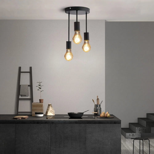 Vintage industrial 5-light black ceiling light - vue 4 sur 8