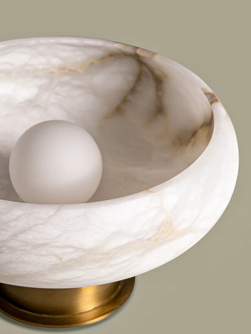 Brass and natural snowflake marble bedside lamp - vue 5 sur 7