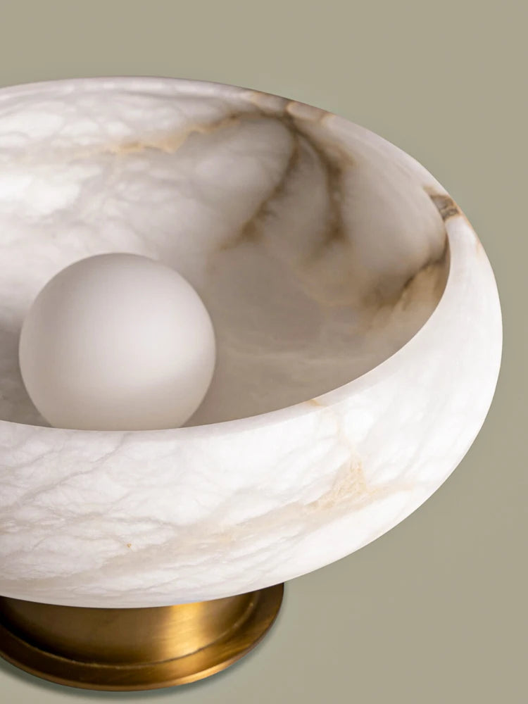 Brass and natural snowflake marble bedside lamp - vue 5 sur 7