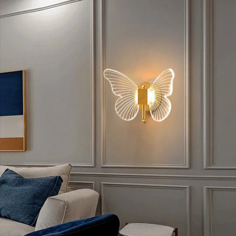 Modern decorative LED butterfly wall light for indoor use - vue 6 sur 11