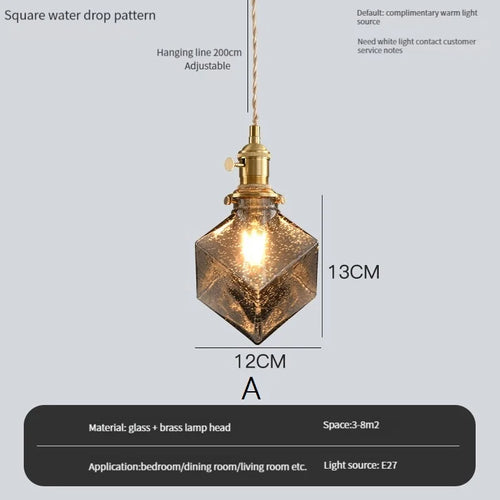 Vintage Edison chandelier with crystal glass shade for bar or loft - vue 15 sur 22
