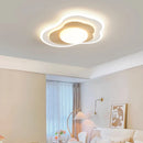 Luxury LED ceiling light in white, wood and cream for bedroom, living room or home