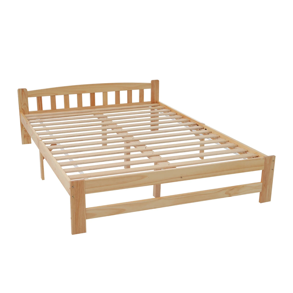 VSOGA 140/90 x 200 Cm, Solid Solid Wood Bed, Futon Bed, Double Bed, Solid Wood Natural Bed with Headboard and Slatted Frames, - vue 4 sur 7