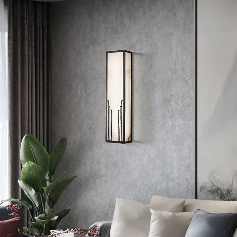 Chinese style marble and copper wall light for hotel decoration - vue 3 sur 7