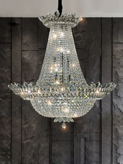 Dimmable LED K9 crystal chandelier modern design 2024 - vue 11 sur 16