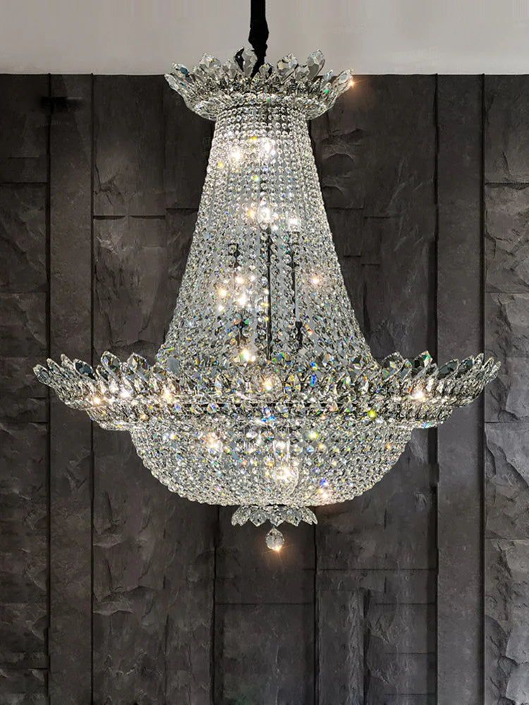 Dimmable LED K9 crystal chandelier modern design 2024 - vue 10 sur 16