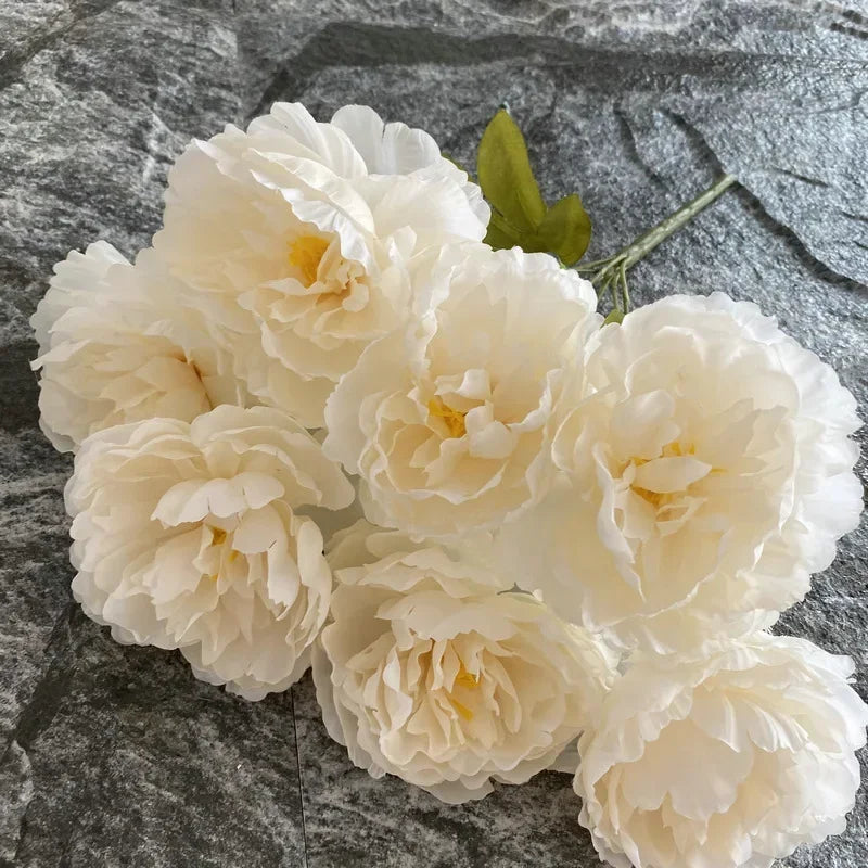 Bouquet of seven silk peonies for home and wedding decoration - vue 12 sur 12