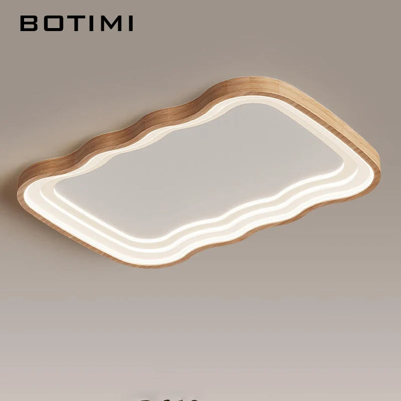 Rectangular wooden LED ceiling light