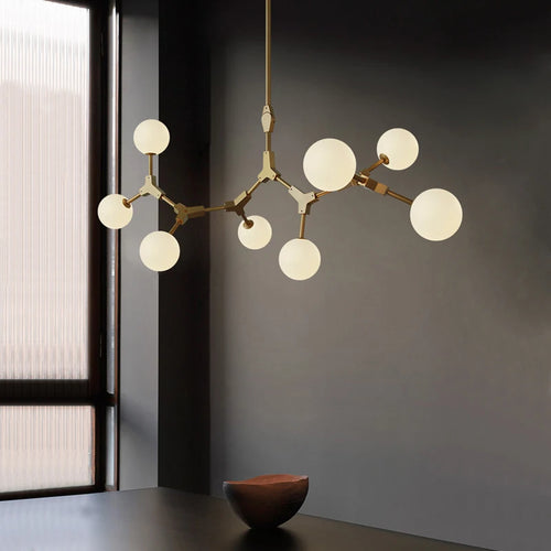 Minimalist glass chandelier for elegant lighting - vue 2 sur 12