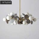 Modern glass chandelier with golden grape design pendant lights