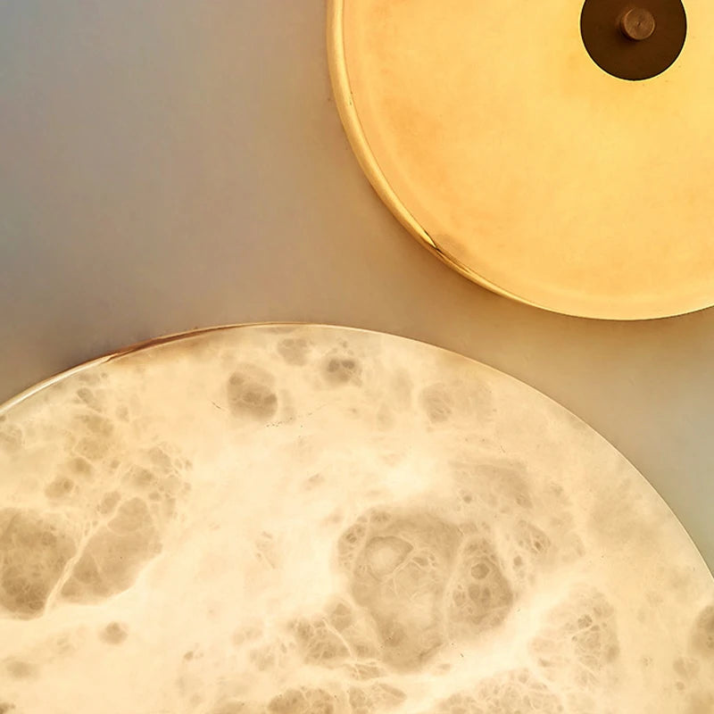 Round marble wall light with backlight for hotel - vue 6 sur 9