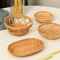 handwoven natural rattan storage basket for candy and snacks