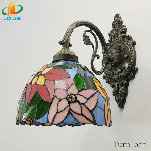Tiffany daisy wall light classic decoration in antique alloy - vue 6 sur 5