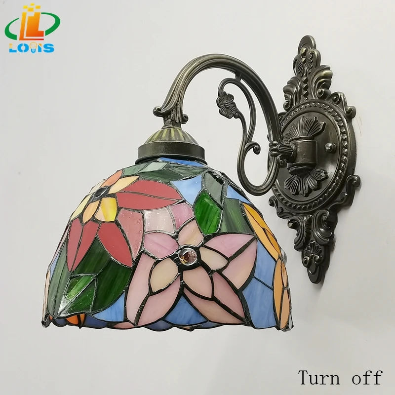 Tiffany daisy wall light classic decoration in antique alloy - vue 5 sur 5