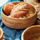 Round handwoven rattan basket for fruit and snacks