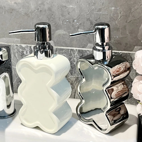 creative flower shaped ceramic bottle for gel and soap - vue 2 sur 10