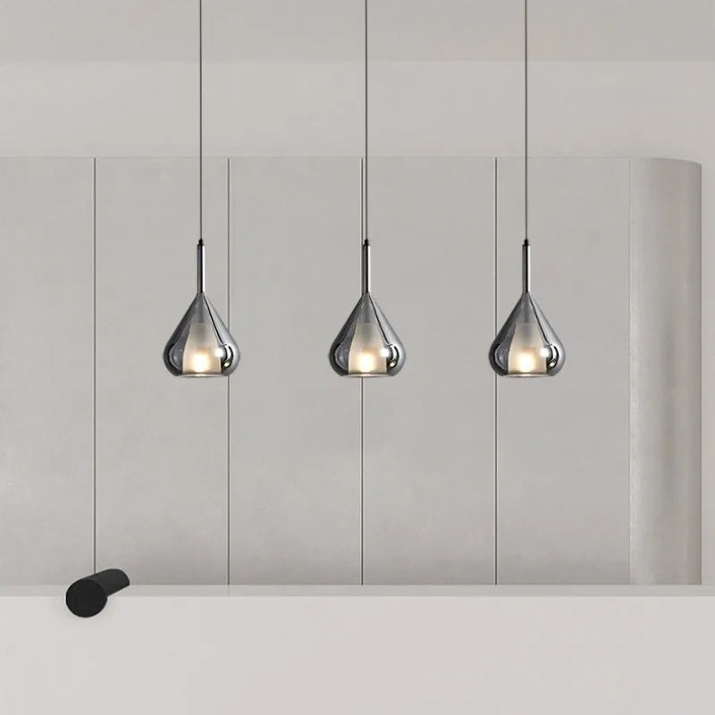 Modern minimalist Italian designer glass chandelier