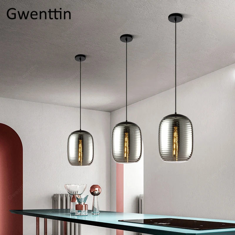 Tinted glass pendant light for modern interior decor - vue 4 sur 8