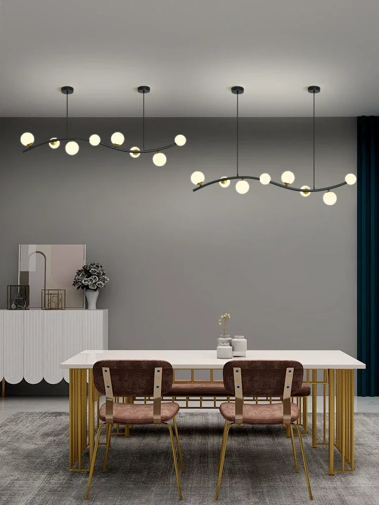 Modern nordic black glass chandelier for restaurant and bar - vue 5 sur 10