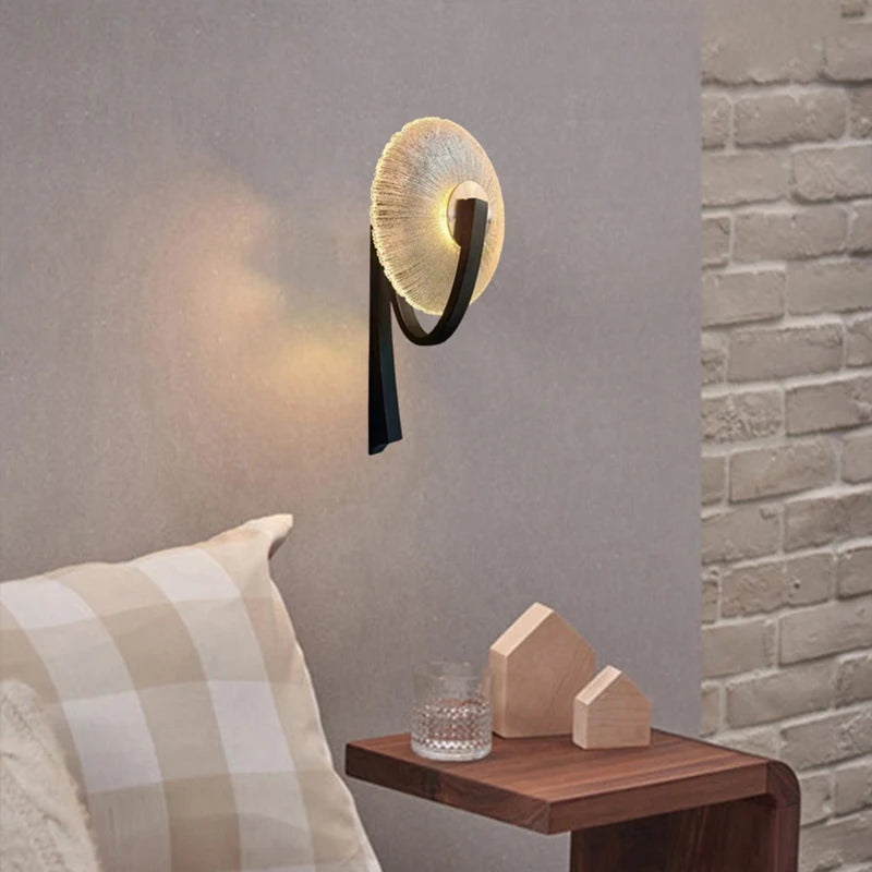 Led wall light in metal and glass for lighting 3000k