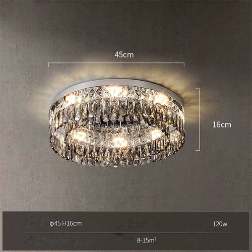 Gold crystal rectangular square dimmable LED ceiling light - vue 12 sur 18
