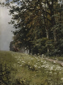 Vintage countryside painting with wildflowers wall art