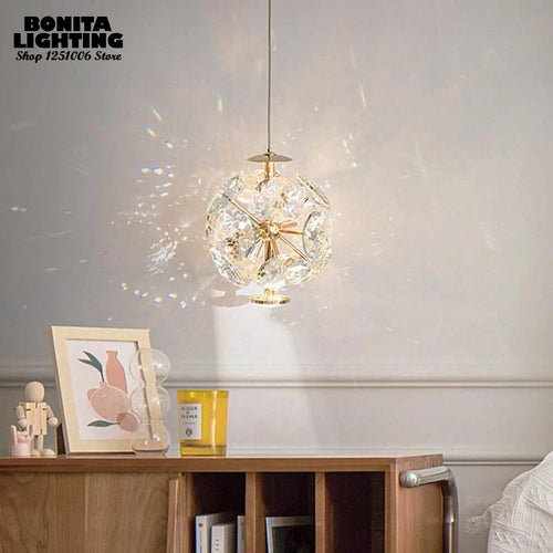 Modern luxury pendant light with luminous diamond design - vue 7 sur 9