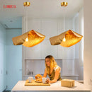 Luxury copper pendant light with retro lotus leaf design