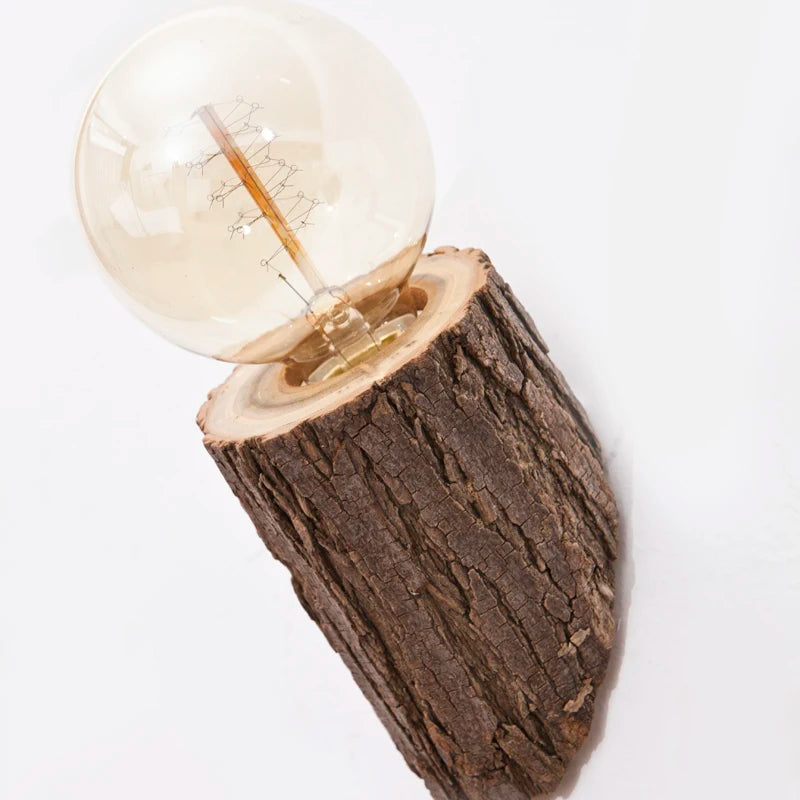 vintage wooden LED wall light American industrial style