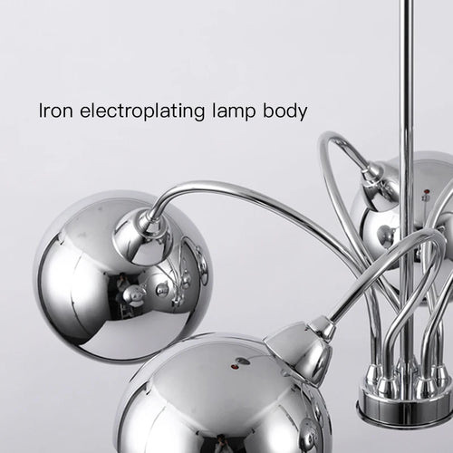 Nordic chrome chandelier with decorative globe lamps - vue 6 sur 14