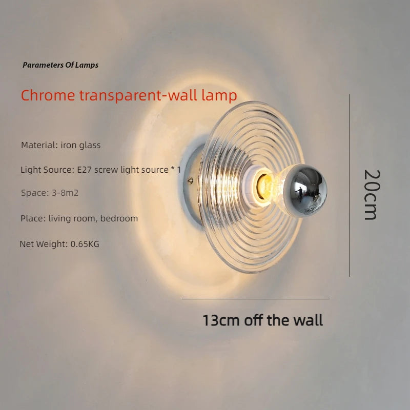 Nordic ripple glass LED wall light for ambient decor