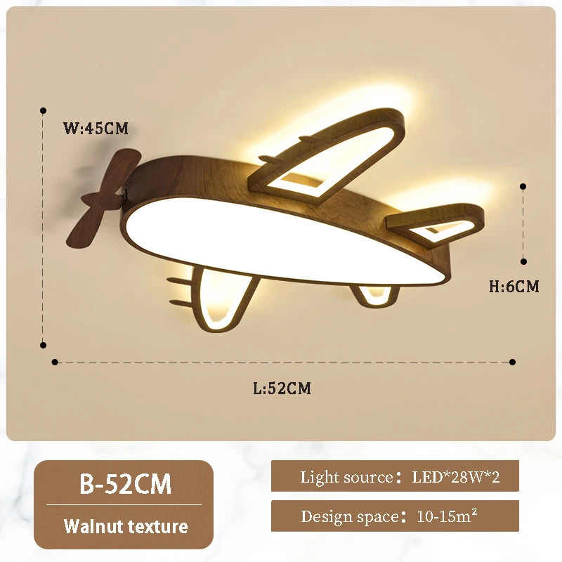 Modern solid wood ceiling light for children's room