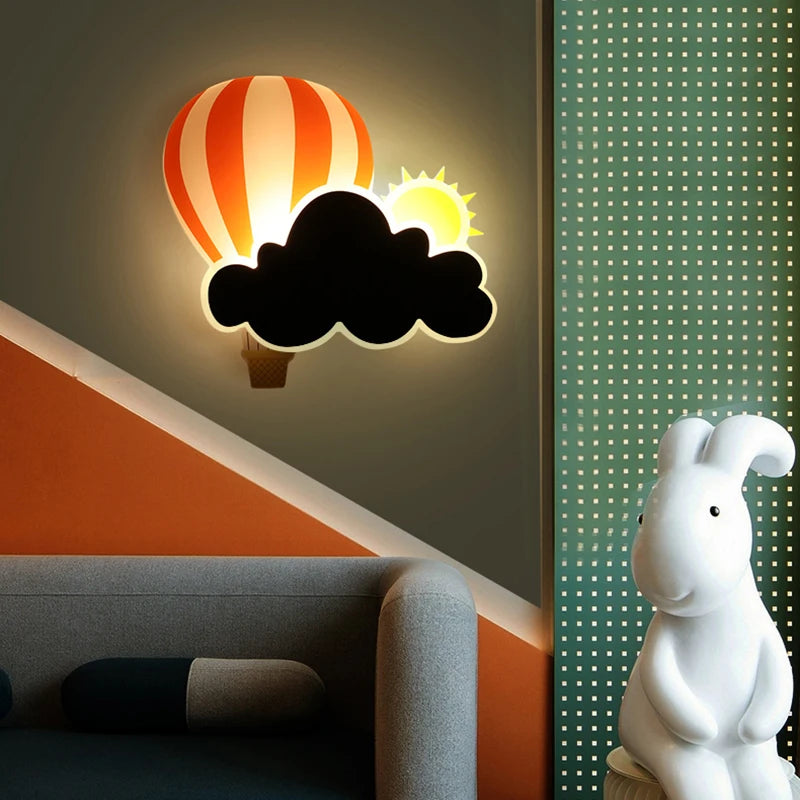 Children's hot air balloon cloud LED wall light - vue 3 sur 10
