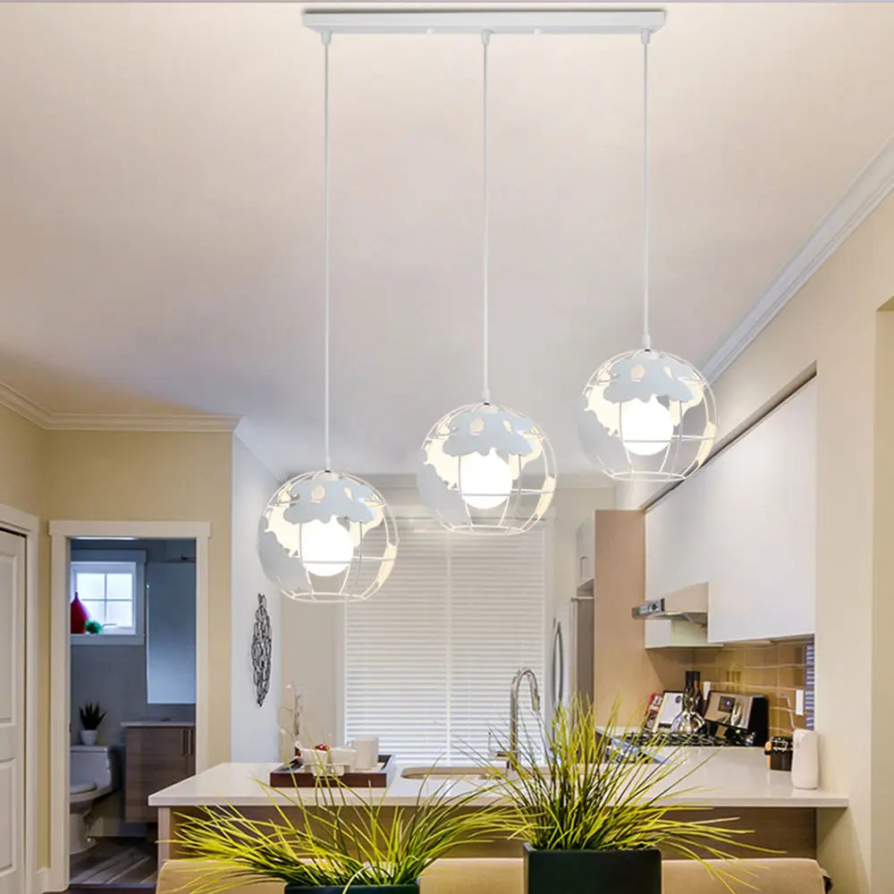metal pendant lamp globe lampshade modern industrial style - vue 6 sur 14